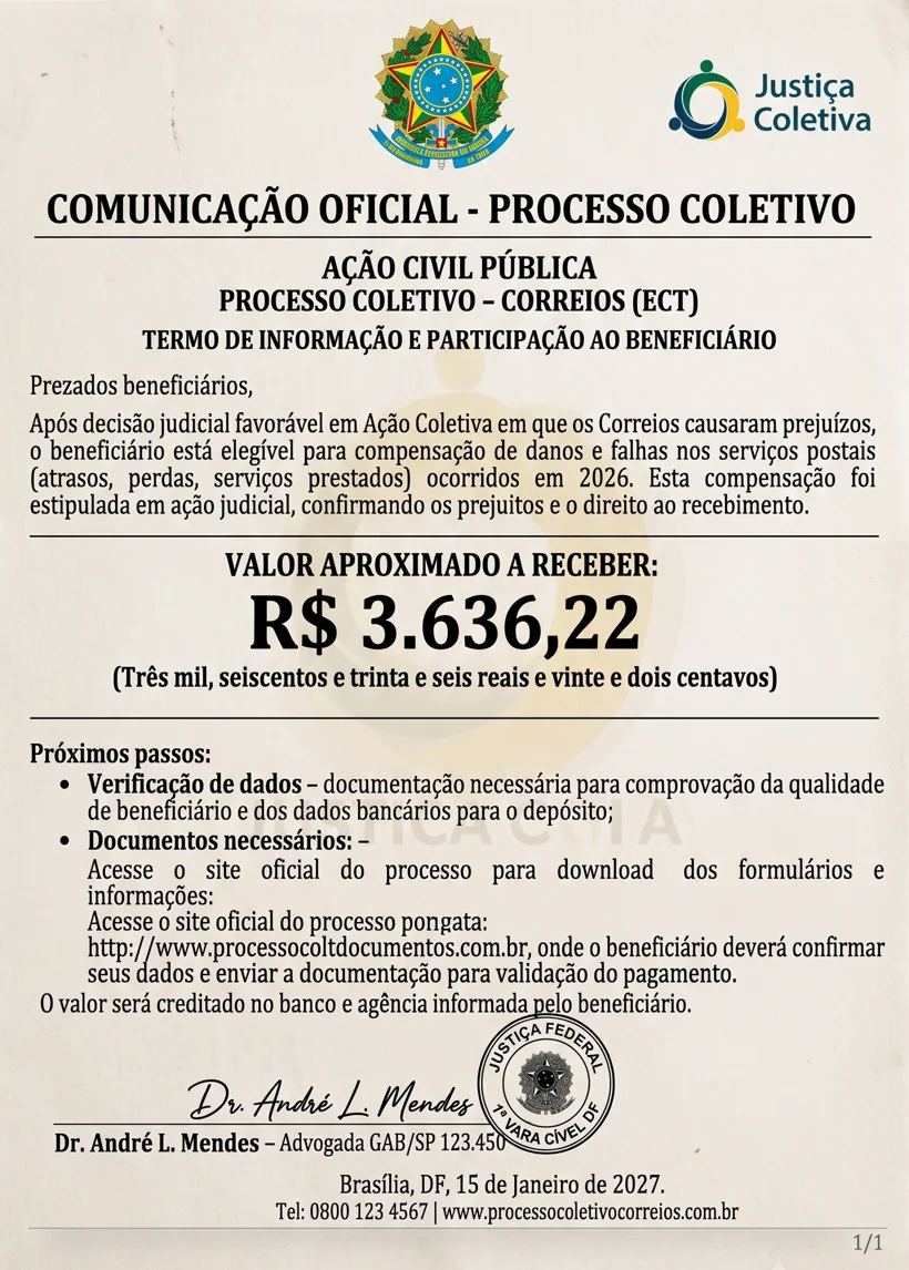 Comunicação oficial — ressarcimento